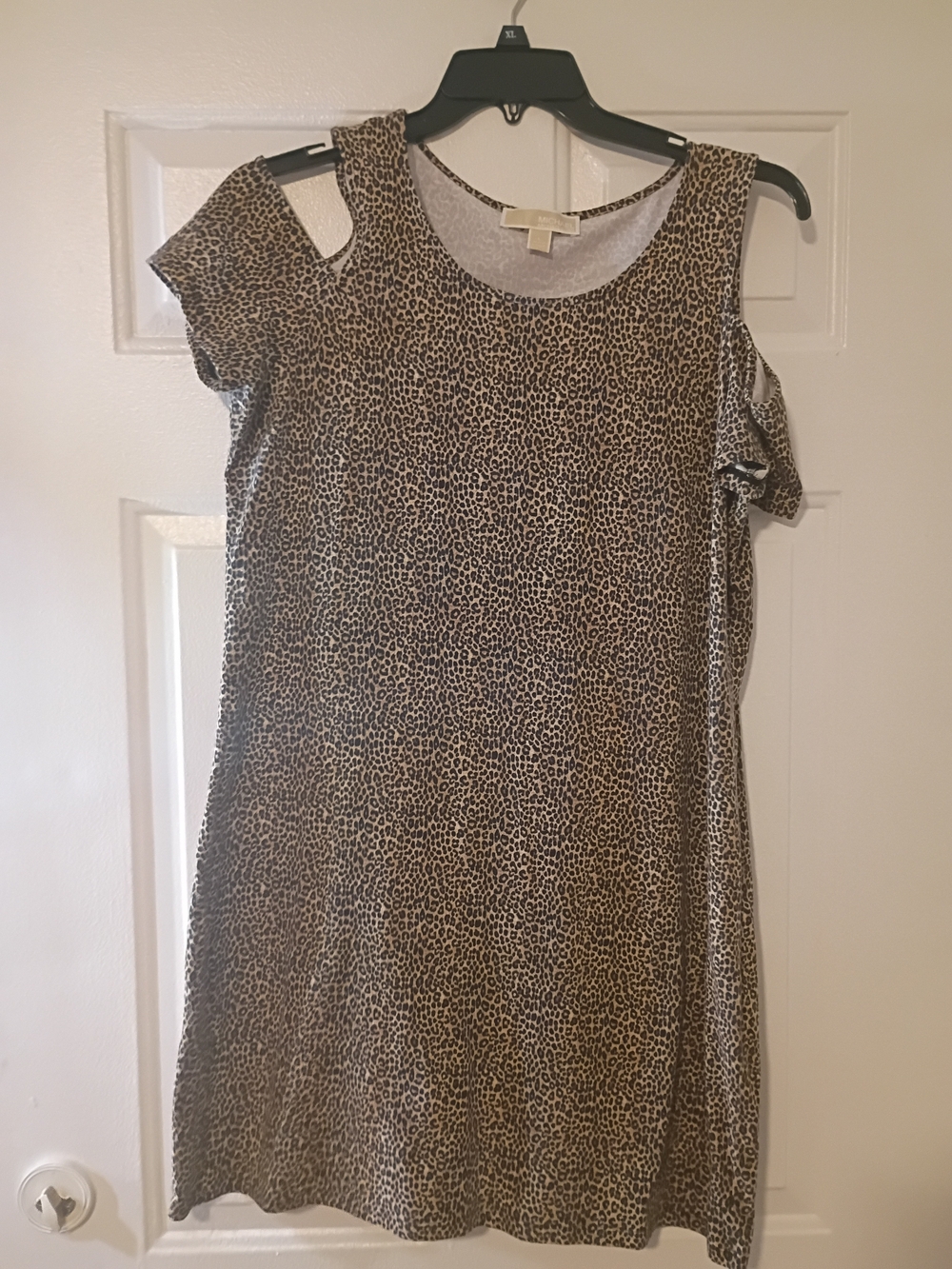 MICHAEL Michael Kors Leopard One-Shoulder Shift Dress - Tan & Black